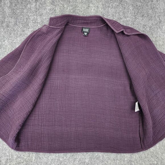 Eileen Fisher Jacket Womens Small Purple Textured Silk Rayon Blend Open Front - Picture 11 of 16